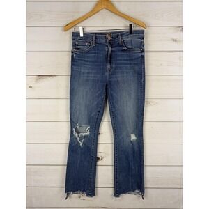 Mother The Insider Crop Step Chew Jeans Dancing On Coals Womens 30 Distressed